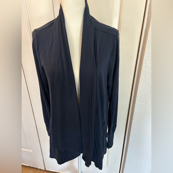 Athleta Modal Spandex blend Stretch Comfy Open Front Navy Cardigan Size Medium - Picture 2 of 8